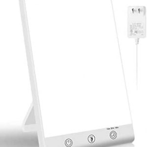 Lampe de Luminothérapie 10000 Lux, Lampe Lumière du Jour avec Minuteur et Luminosité Réglable, LED sans UV, Fonction de Mémoire, Format Compact, Lumière Blanche Froide et Lumière Chaude