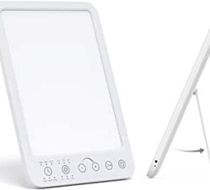 Lampe de luminothérapie 12000 lux，Ltteny LED Luminosité et température de couleur Réglables, avec Minuteur, Commande Tactile, fonction de mémoire et Lumière de jour Simulée.