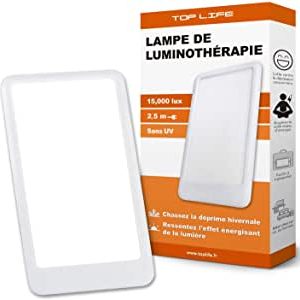 Lampe de luminothérapie 15000 lux - Puissante Lumière Anti Déprime - Lampe de Jour Réglable 3 Intensités - Efficacité Thérapeutique Prouvée contre la Dépression Saisonnière (10000 lux, 6000 lux)