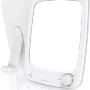 AMBOTHER Lampe de Luminothérapie 10000 Lux Luminosité Réglable Minuterie Simulation de la Lampe Lumière du Jour Commande Tactile Lampe de Photothérapie Support Démontable Lumière Naturelle Bureau